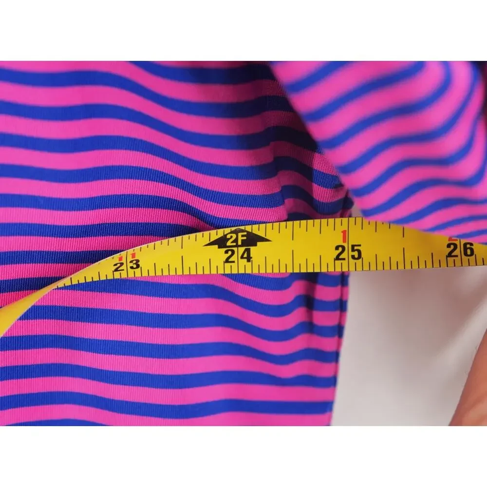 RLX Ralph Lauren Men's XL Pink Blue Striped Performance Golf Polo Shirt Windmill
